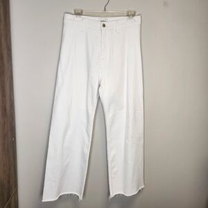 Pistola High Waisted Wide Leg Crop White Jeans Womens Size 28